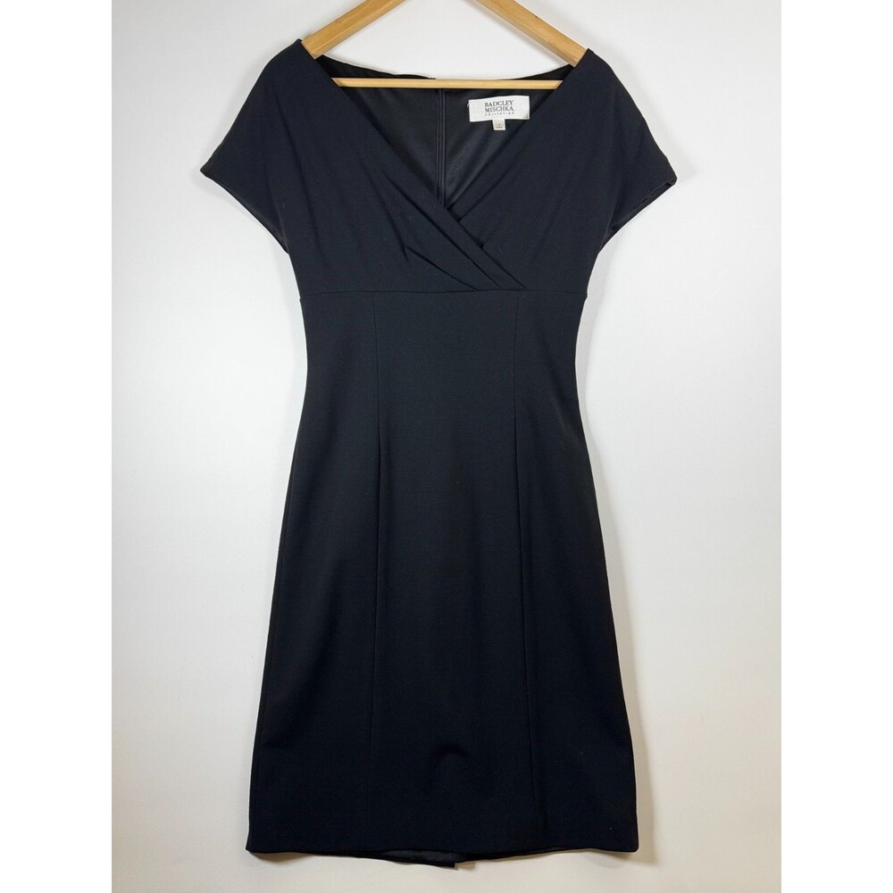Badgley Mischka Black Sheath Dress Womens 4 Made in USA Cocktail Party Evening